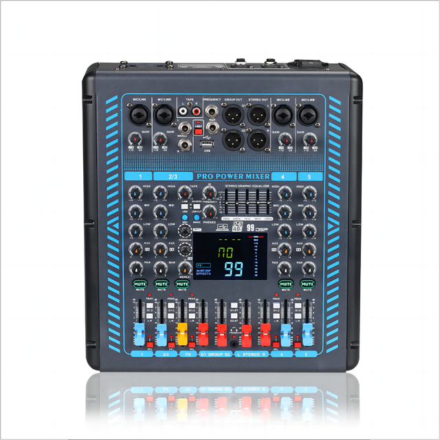 New Private Model 2*250W DJ Power Amplifier Mixer 5 Channel with USB + 48 Phantom Power Mixing Console Professional