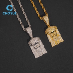 Colgantes de Cabeza de Jesús Pequeños de Plata de Ley 925 de Alta Calidad, Colección de Joyería Hip Hop con Incrustaciones de Diamantes, Unisex, Certificado GRA - Product Image 1