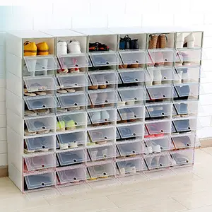 Fabriek Groothandel Schoen Container Opbergdoos Clear Plastic Shoe Storage Boxes Clear Stapelbaar Schoen Doos Acryl Opslag