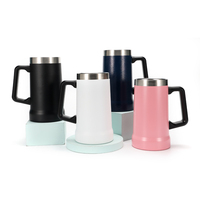 Nouvelle conception, tasse à bière en acier inoxydable à double paroi de 700 ml avec poignée, logo personnalisé, gobelet isotherme en métal pour les voyages