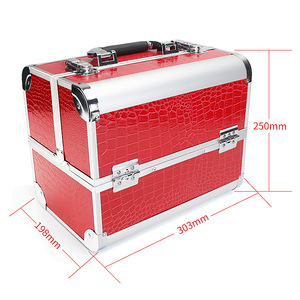 Salon Studio Nail Art <strong>Case</strong> Aluminum Frame Fashion Alligator Pattern <strong>Technician</strong> <strong>Tool</strong> Box Beauty Cosmetic Makeup Train <strong>Case</strong> - Product Image 3