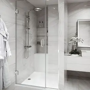 Projet d'hôtel porte de douche sans cadre verre trempé charnière de salle de bain verre de douche écran de douche