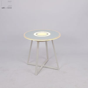 Table basse avec haut-parleur et éclairage, son LED, pour Home cinéma, Table en verre trempé, pieds en fer mat, commande tactile <span class=keywords><strong>HiFi</strong></span> - Product Image 3