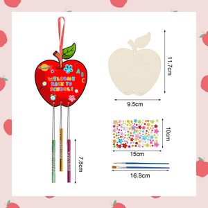 Kit de carillon éolien en bois DIY en forme de pomme, fournitures d'artisanat <span class=keywords><strong>pour</strong></span> la rentrée scolaire, ensemble de peinture <span class=keywords><strong>pour</strong></span> enfants, cadeau <span class=keywords><strong>pour</strong></span> enseignant, décoration intérieure, cadeau éducatif - Product Image 2