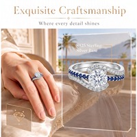 Bague en argent S925 plaqué or 18 carats sur mesure, en forme de croix, avec moissanite et accents bleus, alliance haut de gamme