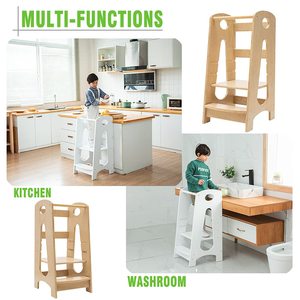 Tour d'apprentissage Montessori écologique pour enfants, tabouret d'aide en cuisine en bois pour la sécurité des tout-petits - Product Image 3
