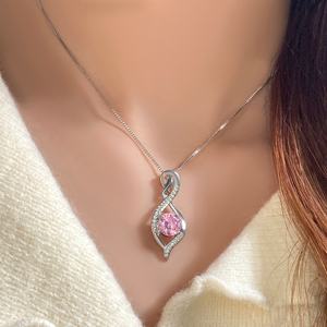 Collar con Colgante de Corazón de Moda para Mujer, Chapado en Oro, con Cristales de Zirconia, Precio al por Mayor - Product Image 6