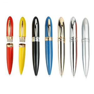 Stylo bille USB personnalisé avec logo, clé USB, cadeau promotionnel d'entreprise, nouveauté, aluminium, acier, laiton, caoutchouc, écriture 1,0 mm - Product Image 1