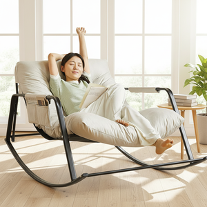 Fauteuil <span class=keywords><strong>à</strong></span> <span class=keywords><strong>bascule</strong></span> moderne pour chambre <span class=keywords><strong>à</strong></span> coucher, <span class=keywords><strong>double</strong></span> fauteuil <span class=keywords><strong>à</strong></span> <span class=keywords><strong>bascule</strong></span> avec accoudoirs, chaise longue de jardin respirante avec poches latérales, fauteuil paresseux - Product Image 3