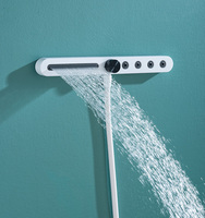 Système de douche moderne poli pour salle de bain, 4 fonctions, mitigeur de douche en laiton blanc avec cartouche céramique, robinet de douche pluie pour appartement