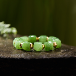 Fashion <b>Beaded</b> <b>Bracelet</b> Green Stone PVD <b>Gold</b> Plated 316L Stainless Steel Sustainable Resistant Jewelry - Product Image 3
