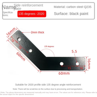 Conector de Esquina para Perfil de Aluminio 30 40, Placa de Refuerzo de Superficie con Ángulo Lateral de 45/135 Grados, Personalizado