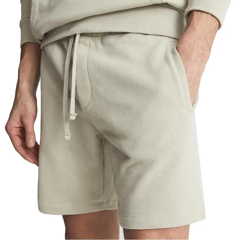 กางเกงขาสั้นผ้าฝ้ายผ้าเกล็ดปลาหรูหราสำหรับผู้ชายกางเกงขาสั้นโลโก้แบบกำหนดเองสำหรับฤดูร้อน