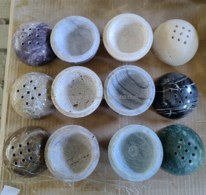 Quemador de Incienso Mubkhara de Mármol Travertino Verde, Blanco, Negro, Morado, Marrón y Beige - Product Image 2