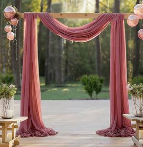 Vente en gros de rideaux en mousseline de soie rideaux transparents pour <span class=keywords><strong>mariage</strong></span> draperie cérémonie décoration <span class=keywords><strong>mariage</strong></span> plafond rideaux en arc - Product Image 2