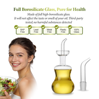 Grand distributeur de vinaigrette en verre 470 ml (15,89 oz) avec bec verseur givré tout en verre pour la préparation des repas, sans métal, sans plastique