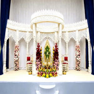 Dernier modèle de Mandap en fibre Maharani pour mariages hindous, aménagement de Mandap de mariage sur le thème Grand Royal Rajwada, Mandapam extérieur blanc le plus élégant - Product Image 1