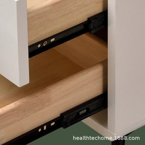 Minimalist Solid Wood Nightstand Off White Double Layer Storage Bedroom Furniture For Home Use - Product Image 5