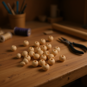 Perline in legno ILAN da 10 mm rotonde per artigianato e creazione di gioielli - Product Image 3