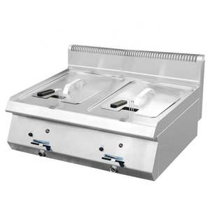 Friteuse professionnelle à gaz Kingbetter, double cuve en acier inoxydable, 400 mm de profondeur, 10 kW, certifiée CE, à double brûleur, pour friture - Product Image 3