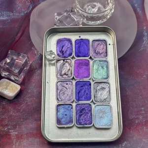 Nacré <span class=keywords><strong>Aquarelle</strong></span> Solide Pigment Split Or Poudre Enveloppé Fleur Teinture Thangka Nail Art DIY Peinture <span class=keywords><strong>Aquarelle</strong></span> Peintures - Product Image 2