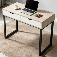 Bureau d'ordinateur ergonomique moderne en bois avec structure métallique et tiroirs de rangement pour la maison, le bureau et l'école