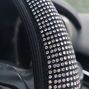 Housse de volant de voiture, nouveau type, populaire, en cuir véritable, avec des détails brillants - Product Image 5