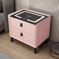 Table de chevet moderne blanche à 2 tiroirs avec station de charge et haut-parleur, meubles de chambre à coucher pour la maison et l'hôtel
