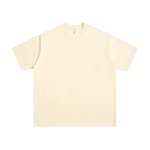 T-shirt Giapponese da Uomo 300g Pesante, in Cotone a Maniche Corte Girocollo Vestibilità Ampia Tinta Unita <span class=keywords><strong>Bianca</strong></span>, <span class=keywords><strong>Mezza</strong></span> <span class=keywords><strong>Manica</strong></span> per l'Estate - Product Image 1