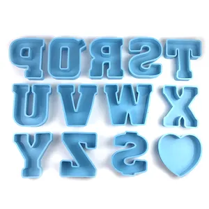 แม่พิมพ์ซิลิโคนสำหรับตกแต่งเค้กสบู่ขนาดใหญ่ตัวอักษรอีพ็อกซี่เรซิ่นร้อน6นิ้ว26ตัวอักษรภาษาอังกฤษแม่พิมพ์ซิลิโคน3D A ถึง Z