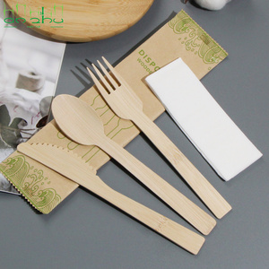 El <span class=keywords><strong>mejor</strong></span> juego de cubiertos desechables de bambú al por mayor, nuevo proveedor, material duradero ecológico, cucharas con logotipo personalizado, tenedor, cuchillo - Product Image 1