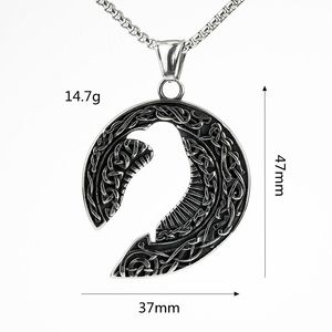 Yunnique – collier avec pendentif lune nordique en acier inoxydable pour hommes, style viking, design géométrique asymétrique, bijoux cadeau - Product Image 5