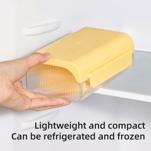 Yellow/Cream Color Kitchen Product Ideas Plastic Butter Slicer Cutter with Lid <b>Refrigerated</b> Butter <b>Container</b> Box - Product Image 4