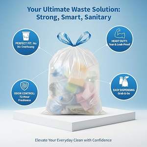 Huamao150 Bolsas de Basura Gruesas de 8 Galones con Cordón, 1.2 Mil, Resistentes, Medianas, de LDPE, Sin Perfume, 30 Litros, para Hogar, Cocina, Baño - Product Image 5