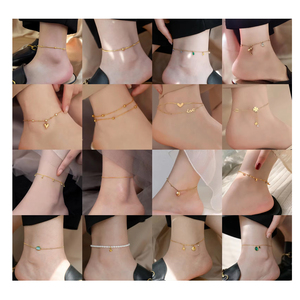 สร้อยข้อเท้าผู้หญิงชุบทอง 18K สองด้าน ดีไซน์ทันสมัย แฟชั่นใหม่ สร้อยข้อเท้าสแตนเลสสองชั้น สไตล์หรูหราเบาๆ เหมาะสำหรับเป็นของขวัญ - Product Image 1