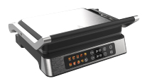 Hot 105 ° /180 °   Gril plat numérique à contact ouvert pour viande, personnalisable avec logo, avec bouton de réglage pour charnière flottante