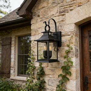 Outdoor <b>LED</b> Wall Lamp with Human Body <b>Sensor</b> Black Transparent Glass Lampshade Modern Garden Waterproof Exterior Wall Lamp - Product Image 5