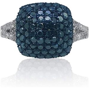 925 Sterling Silver Round Diamond Square <b>Dome</b> Cluster <b>Ring</b> 1.17 Cttw Women's Engagement Jewelry - Product Image 1