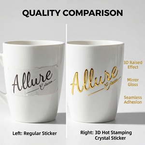 Custom 3D Gold Silver UV <strong>Transfer</strong> <strong>Sticker</strong> Name LOGO Personalized Packaging Waterproof Durable Electroplate Metal <strong>Sticker</strong> - Product Image 2