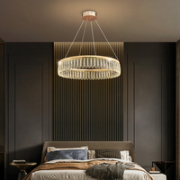 Lustre européen rond doré à Double hauteur, lampe suspendue nordique à Led, lustre en cristal moderne de luxe pour l'intérieur de la maison