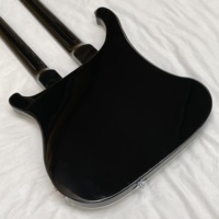 R-Brand Black Electric Bass Guitar with 4+12 Strings White Pickguard Red Chrome Hardware