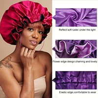 Nouveau modèle de bonnets et d'enveloppes en satin pour les cheveux douche personnalisée grand bonnet en satin double couche deux couleurs réversible imperméable à l'eau