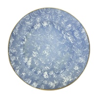 Assiettes de présentation de luxe en plastique texturé effet marbre bleu, bord doré, pour mariage, 100 pièces, logo personnalisé, décoration événementielle