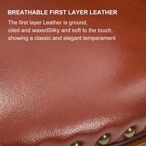 Modern Genuine Leather Wooden <b>Bar</b> <b>Stools</b> with Backrest for Home Kitchen Dining Room Cafe-<b>Bar</b> Height - Product Image 4