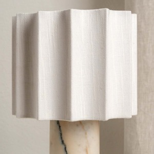 Marble And Linen Rechargeable Table Lamp Fan Shaped Led Touch Control Cordless For Living Room Bedroom Study - Product Image 3