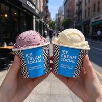 Gobelets à glace jetables biodégradables à paroi simple, gobelets en papier de qualité alimentaire compostables et écologiques pour la vente à emporter