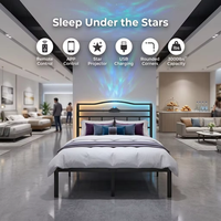Station de charge LED de haute qualité pour tête de lit, projecteur d'ambiance silencieux et robuste à sept étoiles, cadre en fer pour lit double