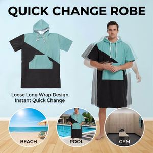 Custom Stitching Colored Microfiber Beach Surf Poncho Hooded Towel Highly Absorbent <b>Adult</b> Sport <b>Changing</b> Towels <b>Robe</b> - Product Image 2
