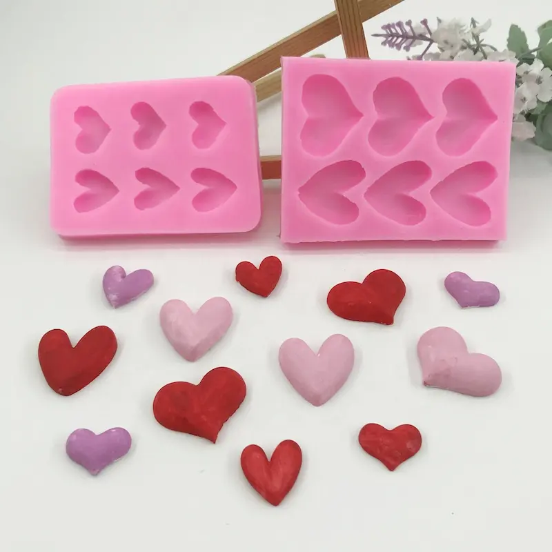 Groothandel 6 Holtes 2 Size Love Siliconen Mal Valentijnsdag Cake Decoratie Mal Hartvormige Siliconen Mal