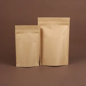 Bolsa de pie de Papel kraft de 50g con cremallera, embalaje inferior de grado alimenticio de Doyen, sin impresión, envío directo, bolsa de regalo con sellado térmico